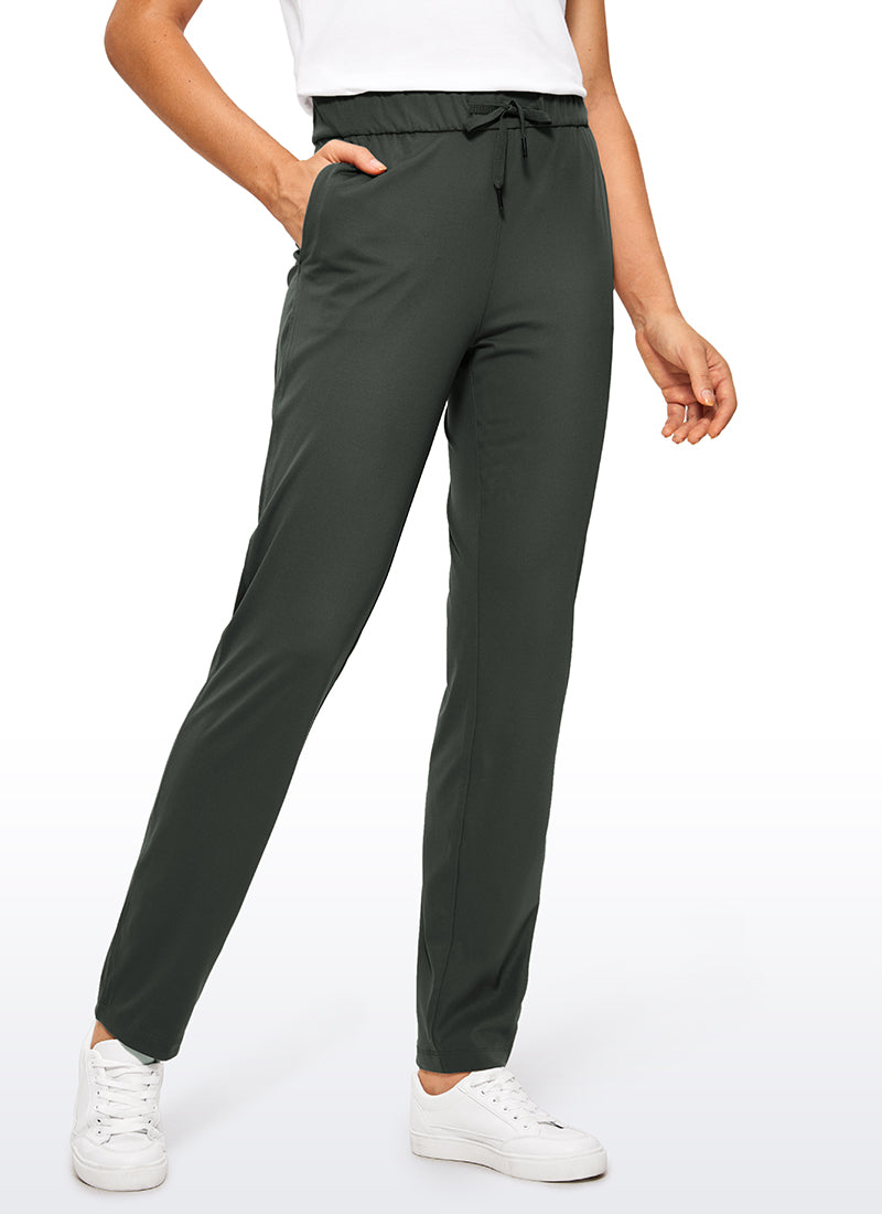 Stretch Drawstring Long Pants with Pockets 31''