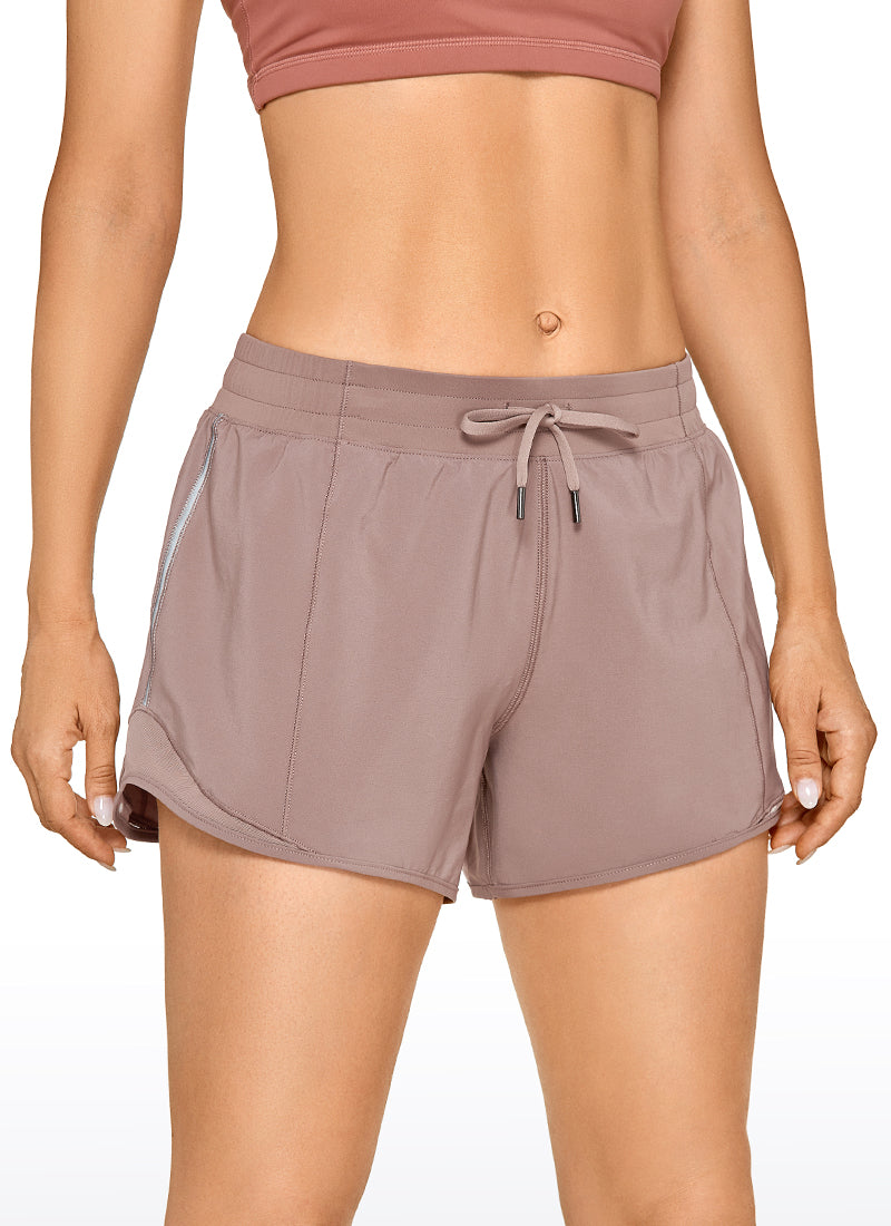 Feathery-Fit Mid-Rise Lined Shorts with Drawstring 4''