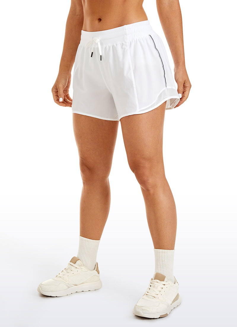 Feathery-Fit Mid-Rise Lined Shorts with Drawstring 4''