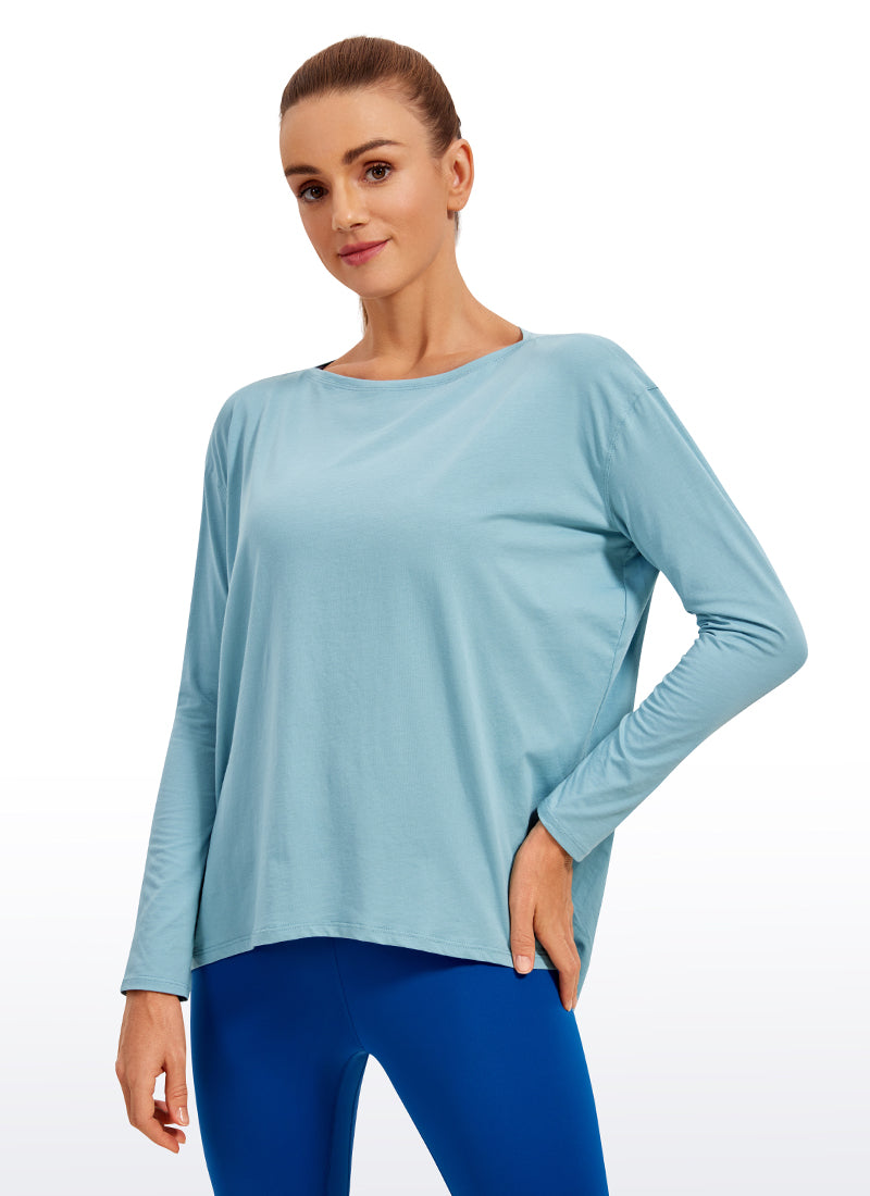 Pima Cotton Long Sleeves Boat Neck