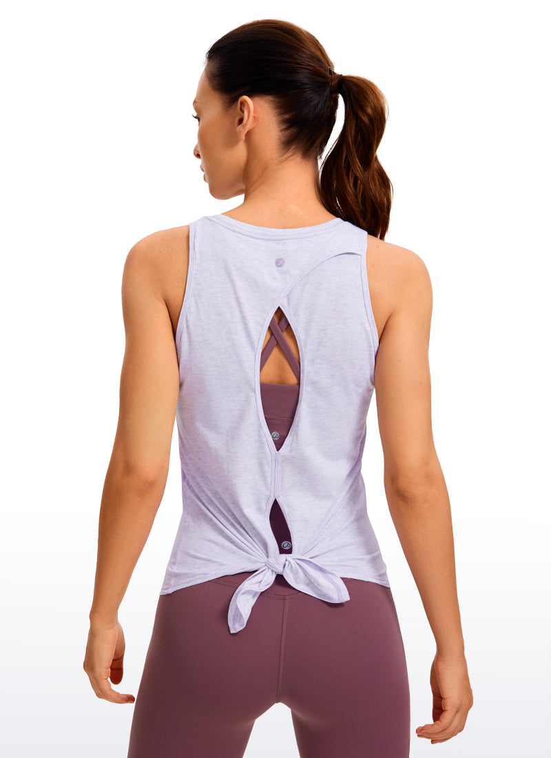 Pima Cotton Tank Split Open Back