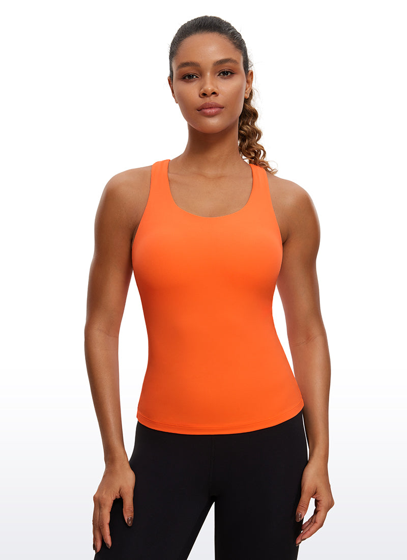 Butterluxe Waist Length Built-in Bra Tank Racerback