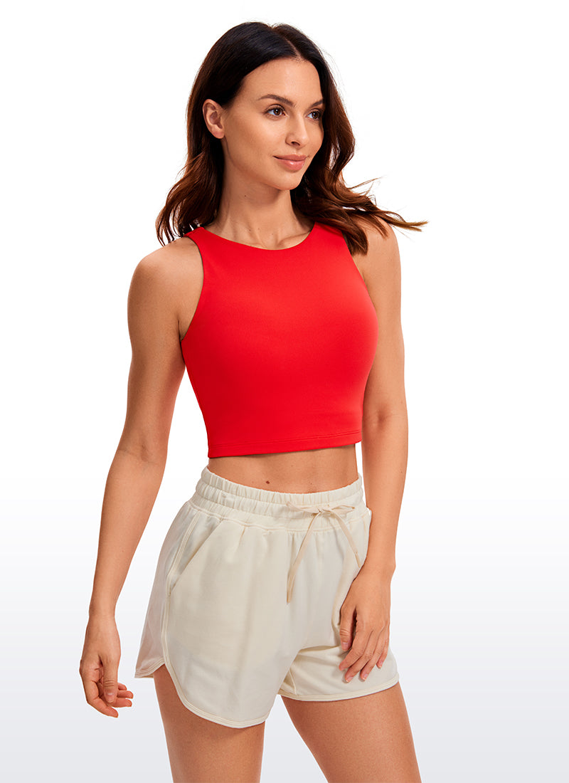 Butterluxe Cropped High Neck Tank Tops Wide Back