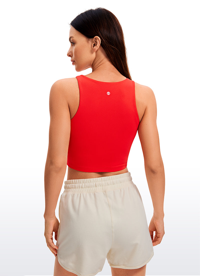 Butterluxe Cropped High Neck Tank Tops Wide Back