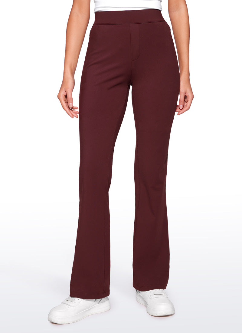 Stretch Flared Pants with Zip Pockets 31