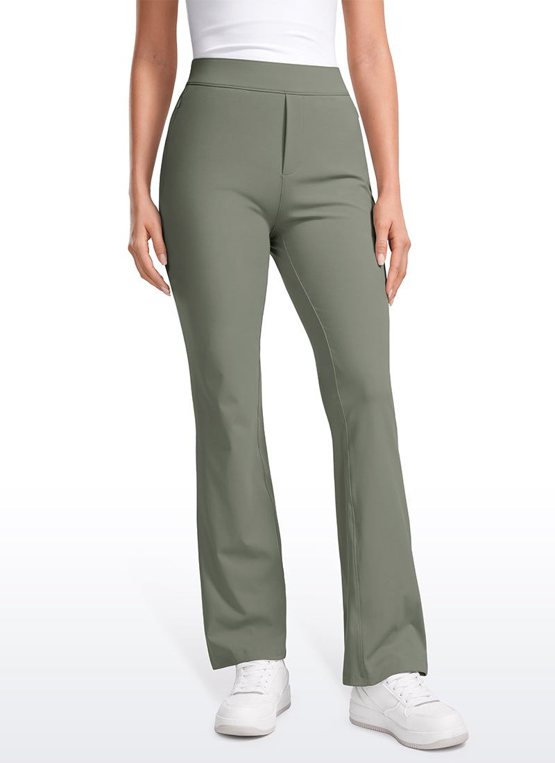 Stretch Flared Pants with Zip Pockets 31