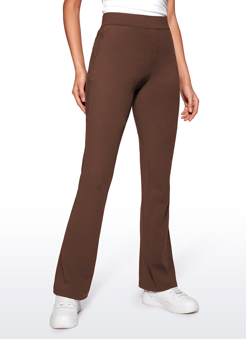 Stretch Flared Pants with Zip Pockets 31