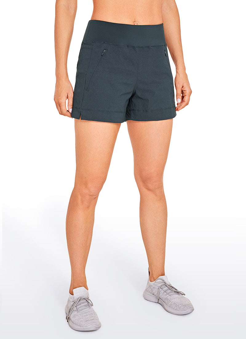 Ripstop Mid-Rise Hiking Shorts with Zip Pockets 4''