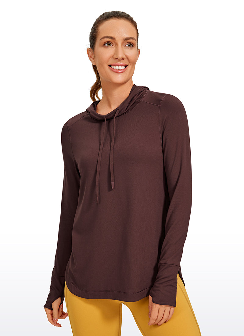 Brushed Feeling Long Sleeves Hoodie with Thumbhole