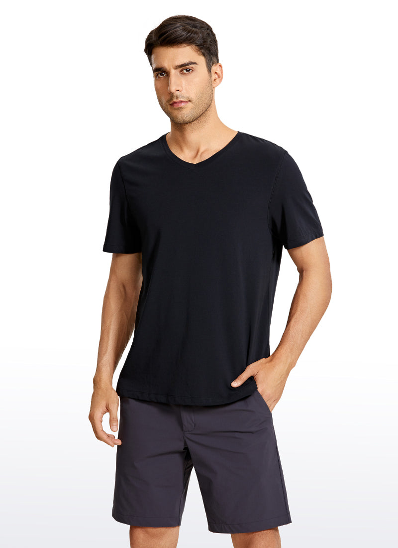 Pima Cotton Short Sleeve V Neck