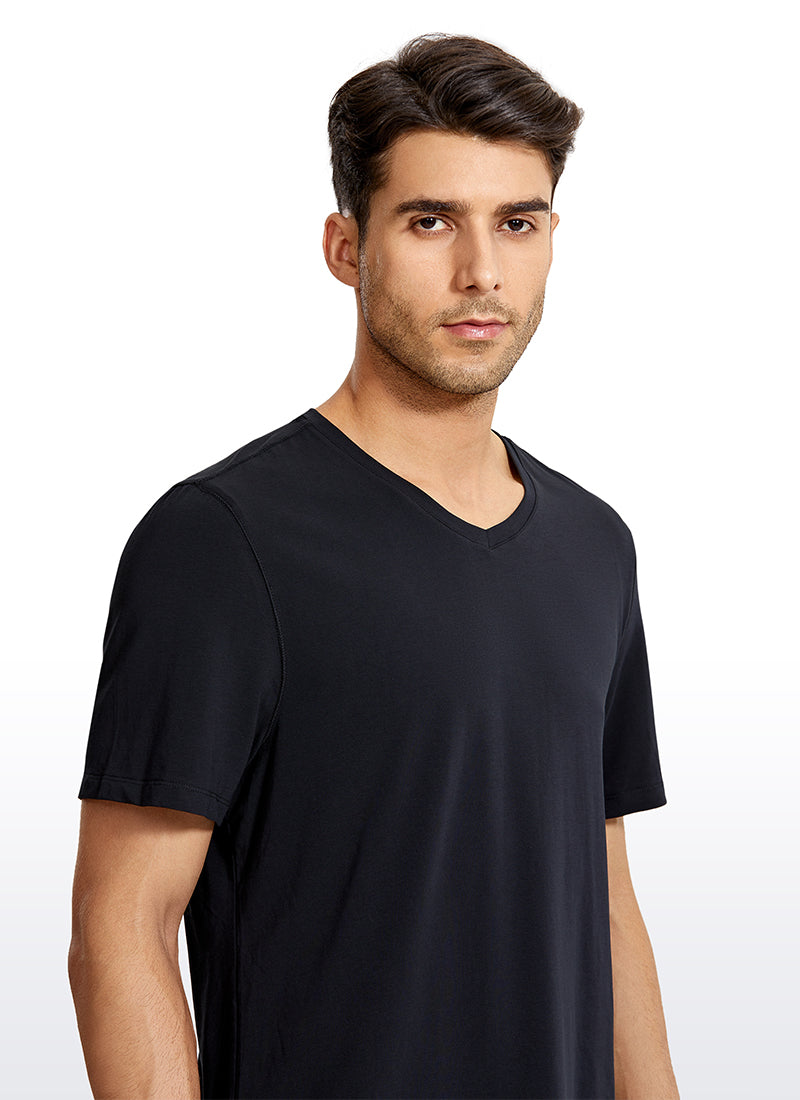 Pima Cotton Short Sleeve V Neck